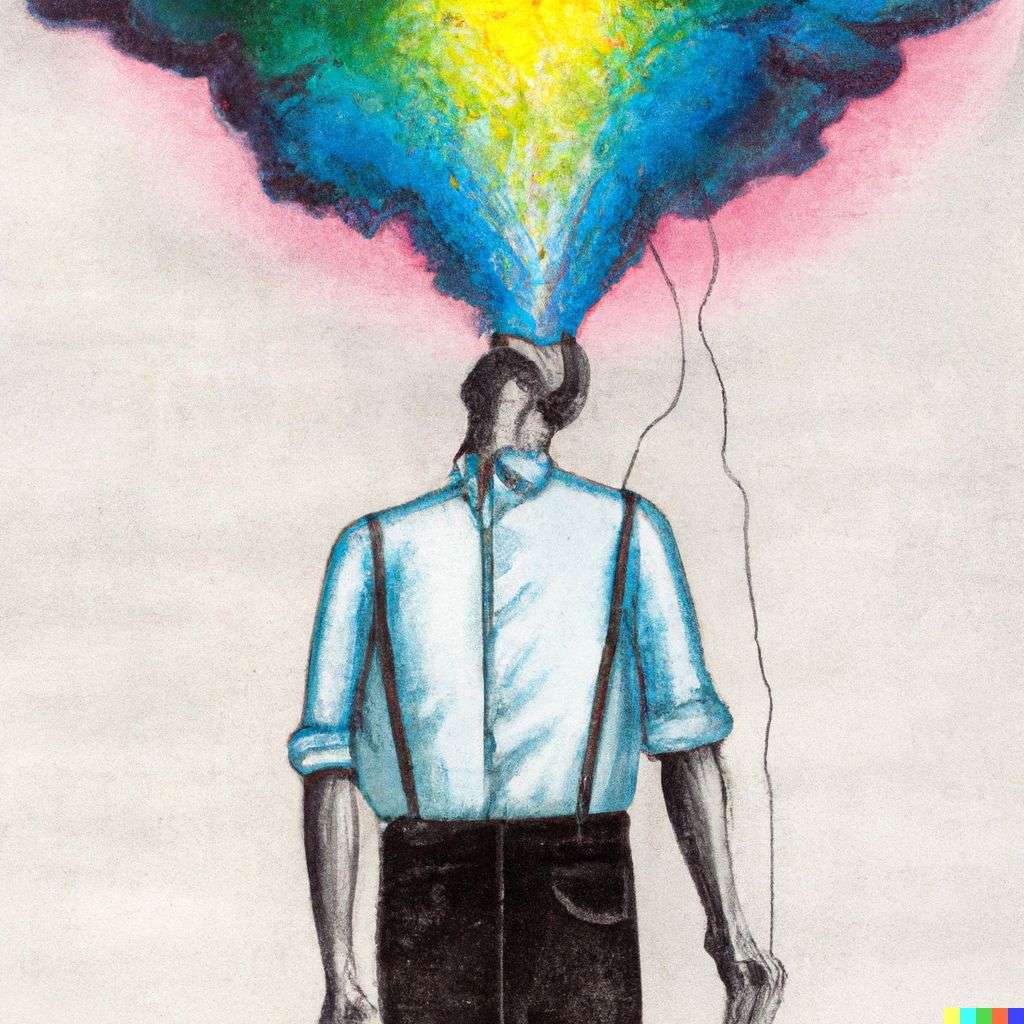 a representation of anxiety, painting by Okuda San Miguel